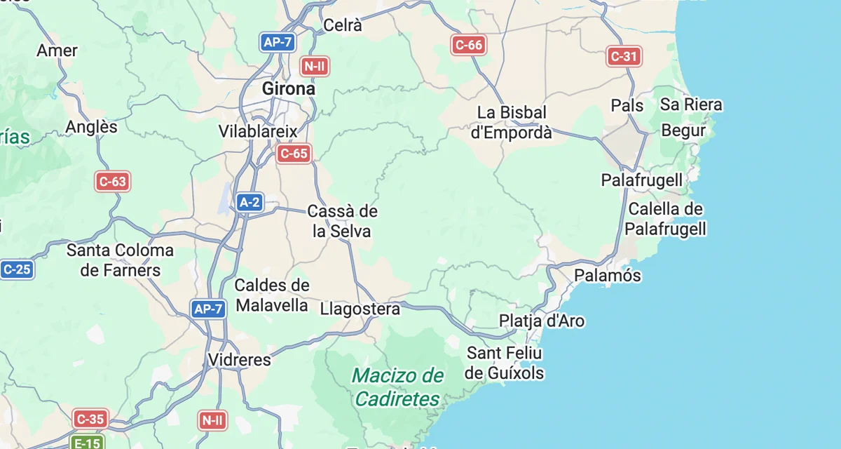 Mapa de la zona de influencia de Costa Brava