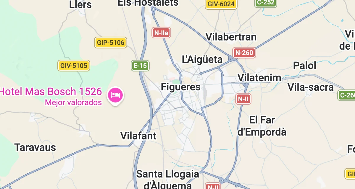 Mapa de la zona de influencia de Figueres