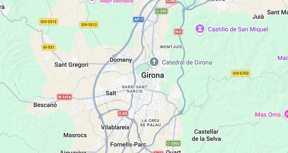 Mapa de la zona de influencia de Girona