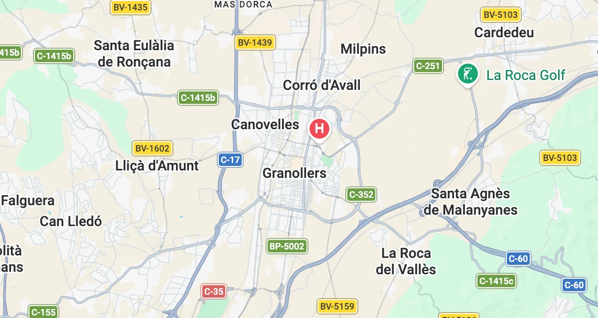 Mapa de la zona de influencia de Granollers