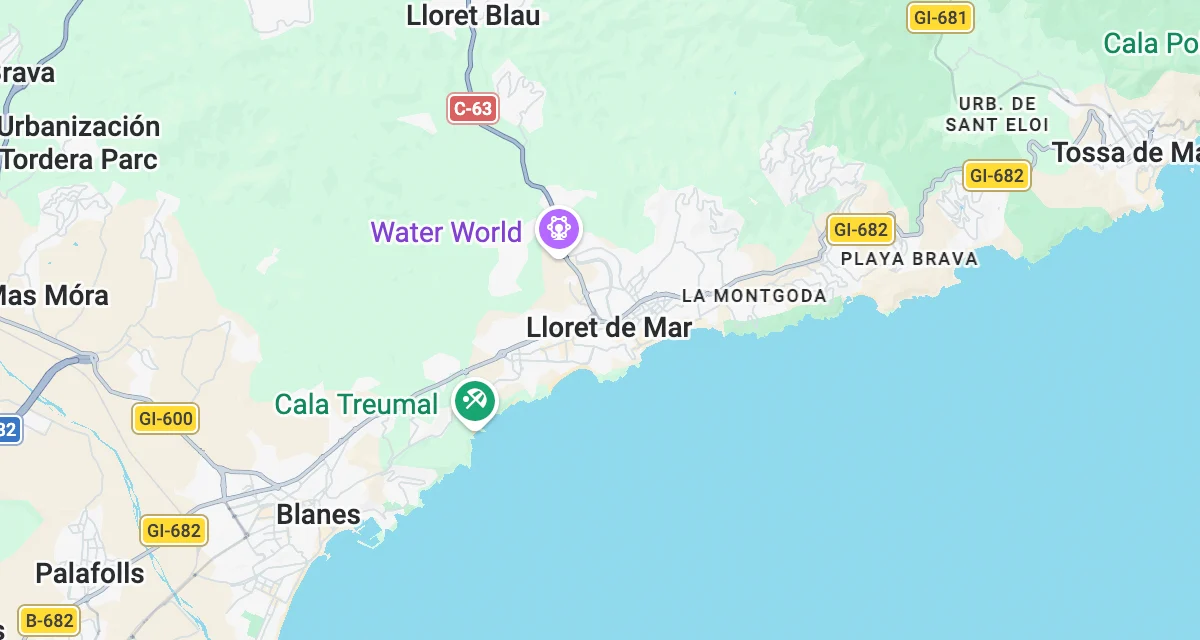 Mapa de la zona de influencia de Lloret de Mar