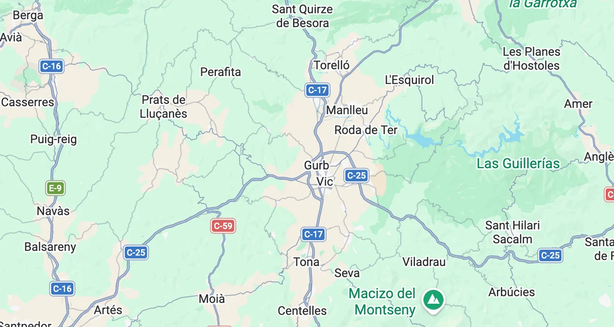 Mapa de la zona de influencia de Osona