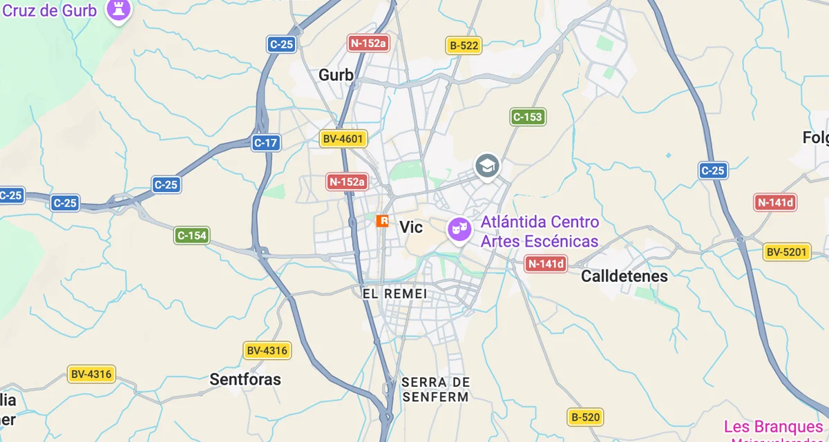 Mapa de la zona de influencia de Vic